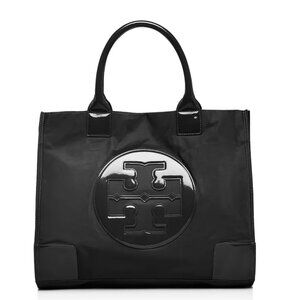 Tory Burch Ella Black Nylon Tote Patent Leather Trim NWOT